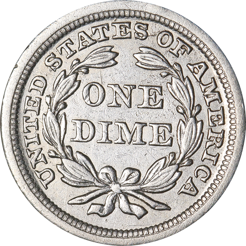 1841 Liberty Seated Dime With Drapery Back
